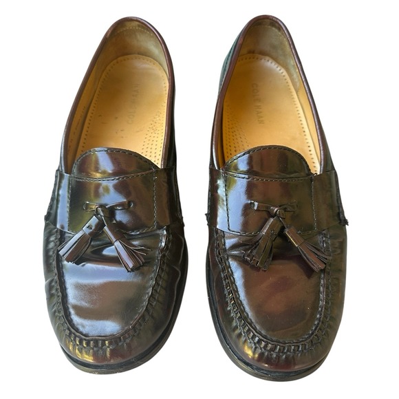 Cole Haan Loafer Men's Size 11D Leather Tassel Moc Toe Burgundy‎ Slip-On Shoes - Picture 1 of 13